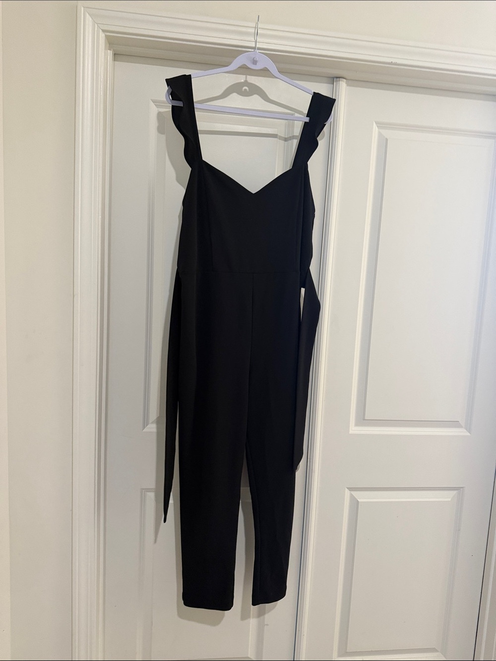 Express Black Sleeveless V-Neck Jumpsuit with Side Ties